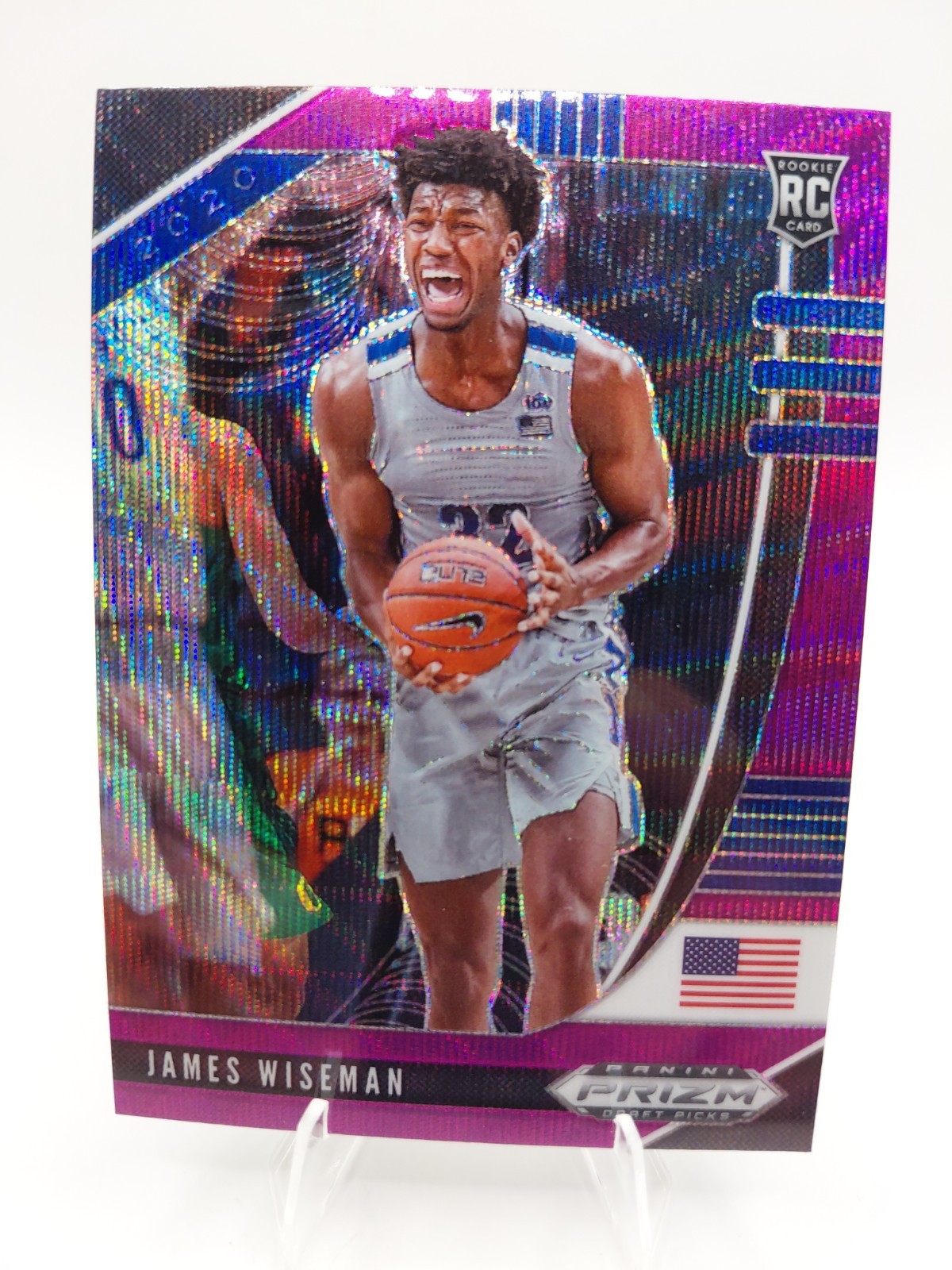 2020-21 Panini Prizm Draft Picks – James Wiseman #2 Purple Wave Prizm (RC)