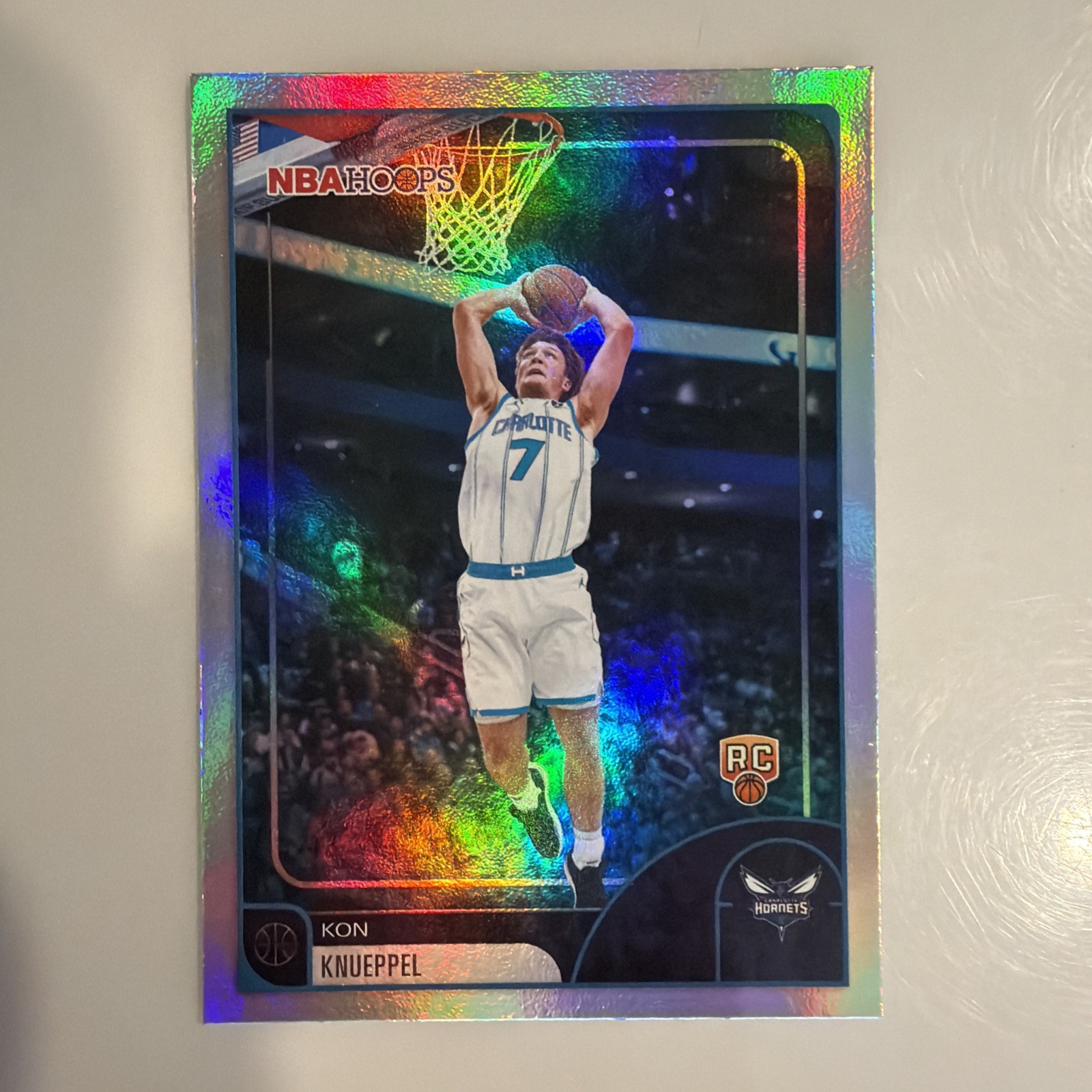 2025-26 Topps NBA Hoops Kon Knueppel RC 67 Hornets Rainbow Foil Holo NM