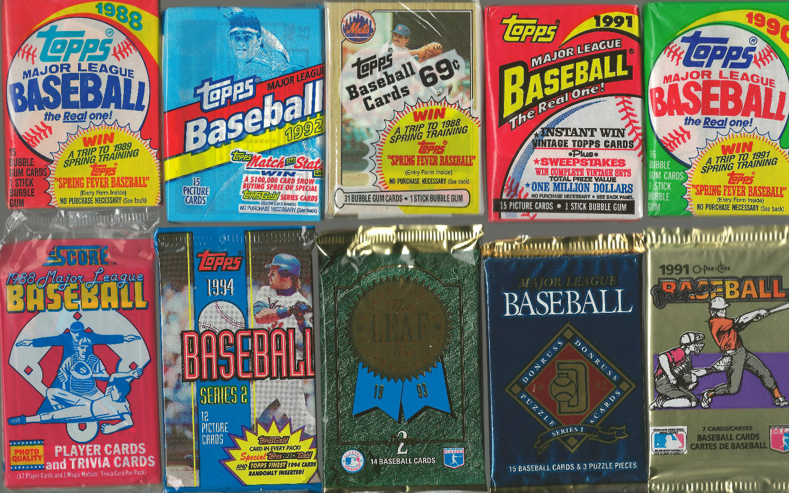Huge Wholesale Lot of 1000 Unopened Old Vintage Baseball Cards in Wax Packs