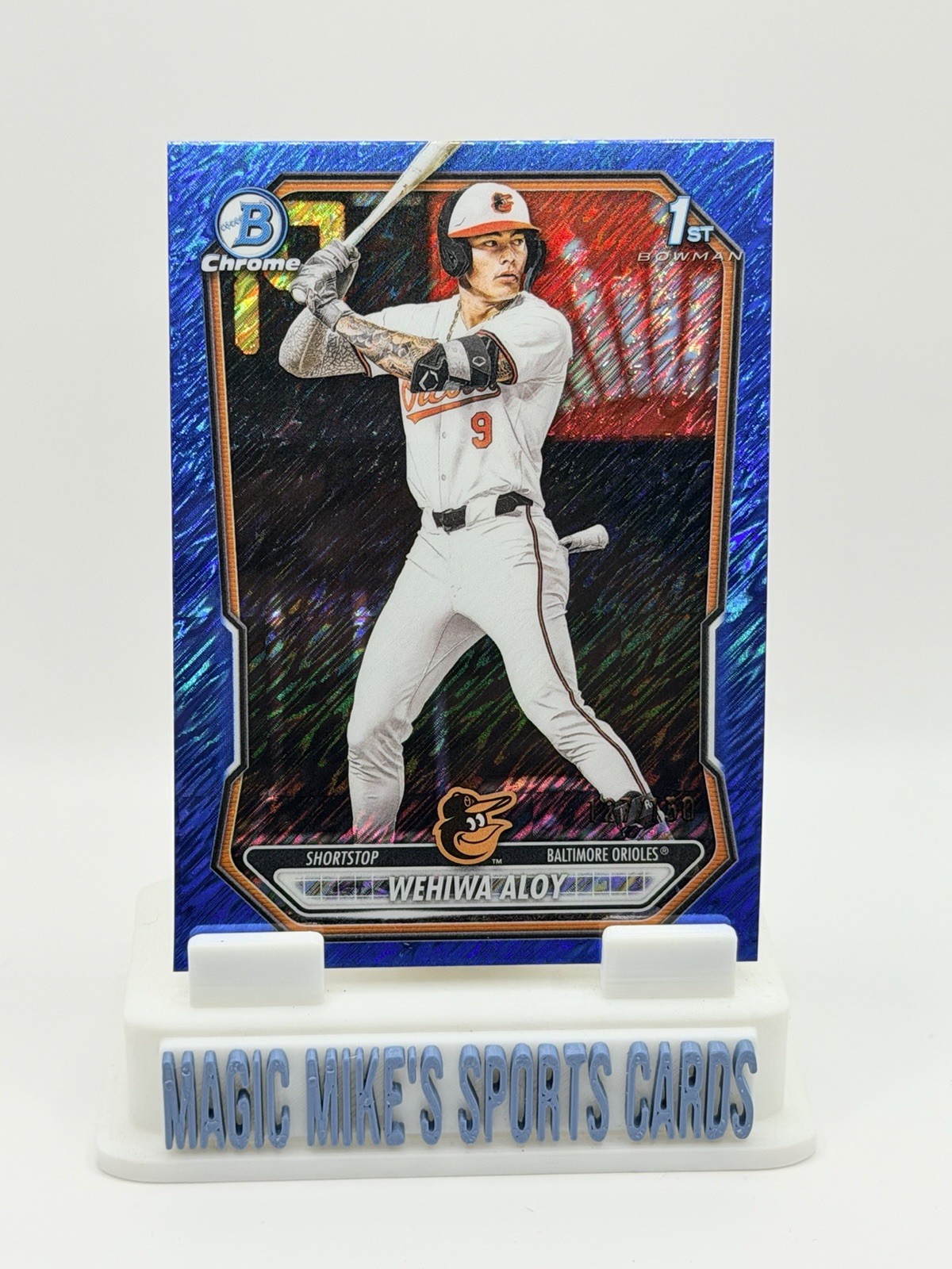 Wehiwa Aloy 2026 Bowman #BCP-135 Chrome 1st Blue Shimmer Refractor /150 Orioles