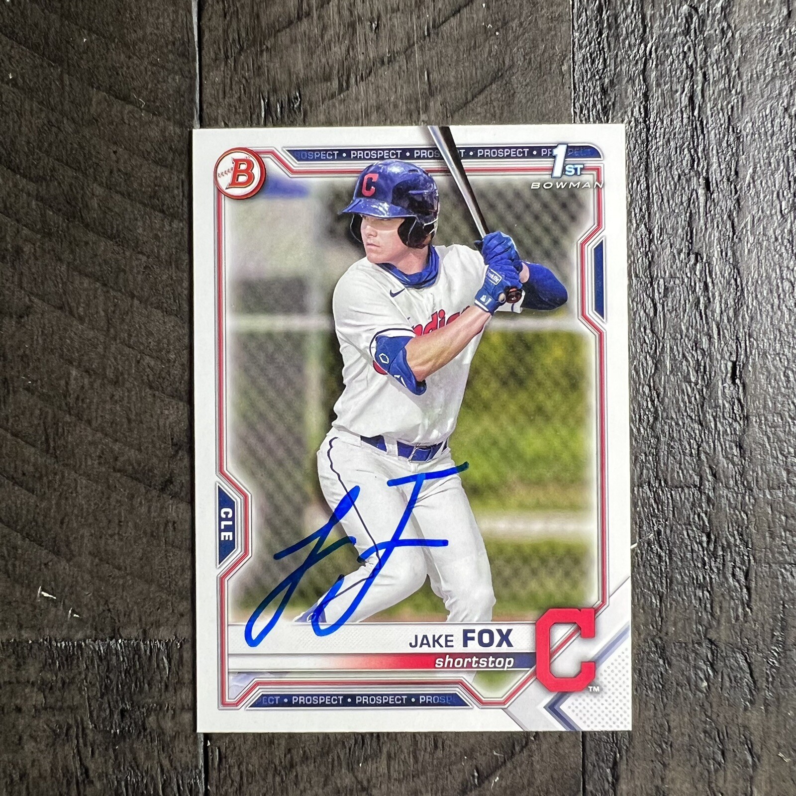 Jake Fox Signed IP Auto 2021 1st Bowman Draft #BD-102 Cleveland Indians RC AU