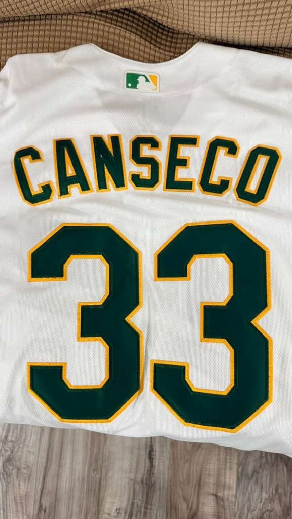 Oakland 33 Jose Canseco White Flex Authentic Collection Stitched-Multiple Sizes