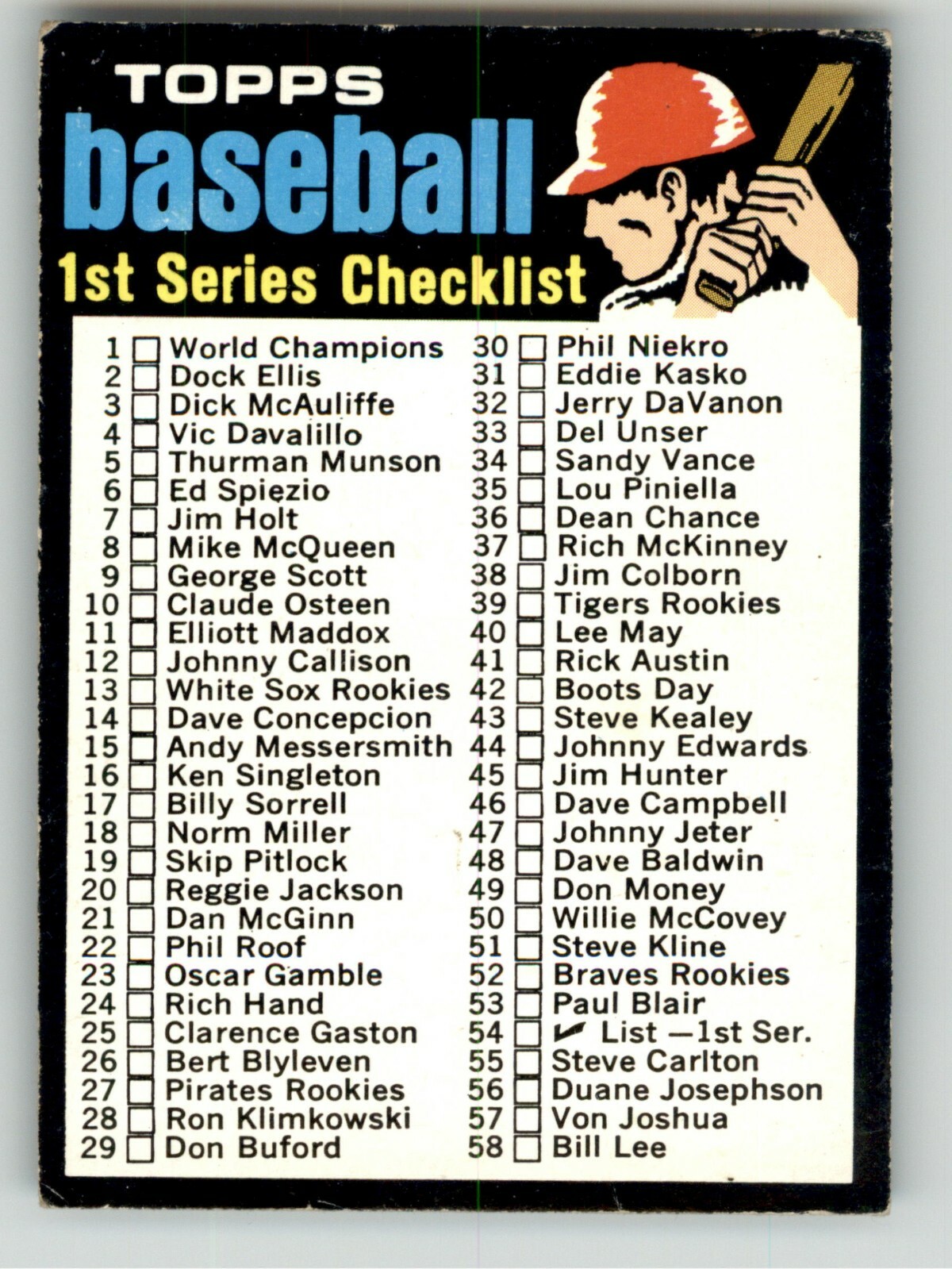 1971 TOPPS BASEBALL # 1 TO # 200 SEE DROP DOWN MENU FOR CARD YOU WILL RECEIVE.
