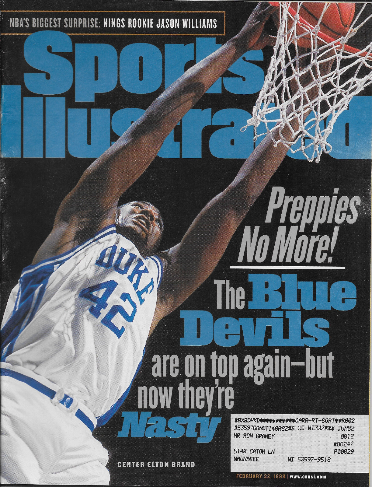 SPORTS ILLUSTRATED ELTON BRAND JASON WILLIAMS TIGER WOODS NARI NAM 2/22/1999 +!