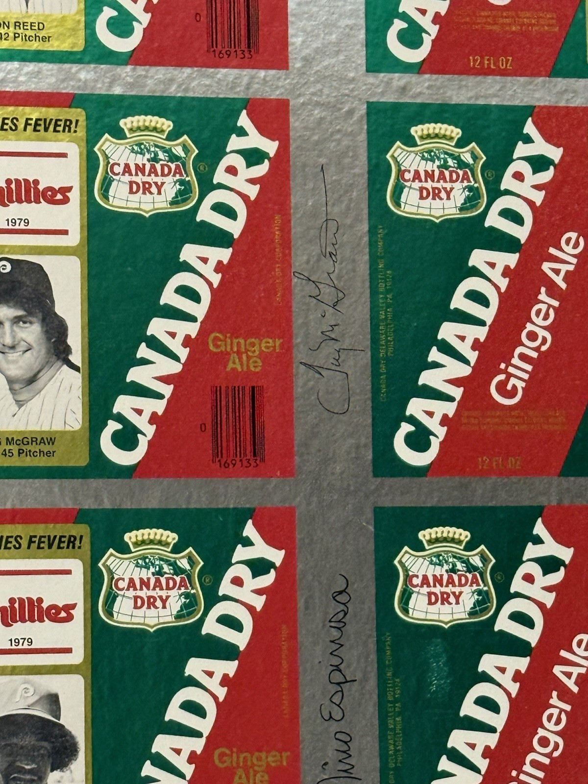 1979 Phillies Canada Dry Uncut Sheet Pete Rose Steve Carlton Tug McGraw 37×34