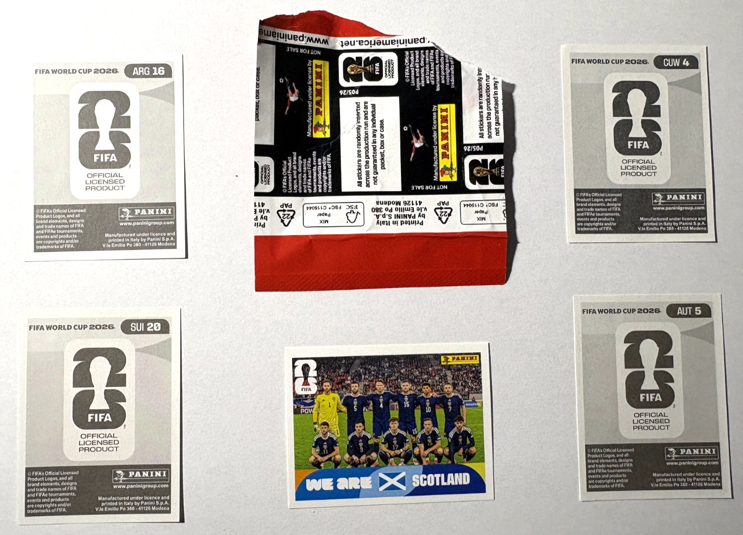 2026 Panini FIFA World Cup Stickers Promo pack Red! – 5 each – open package