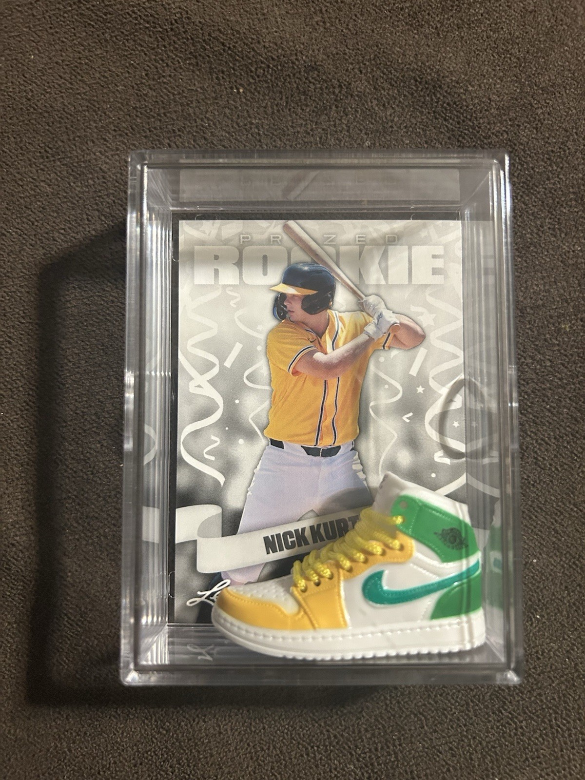 Nick Kurtz Custom Rookie W/Green, Yellow And White Jordan’s.
