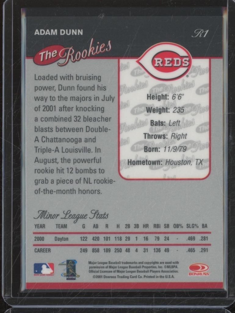 2001 Donruss Baseball Best ADAM DUNN RC Rookie /99 Gold Parallel Rookies BIN63