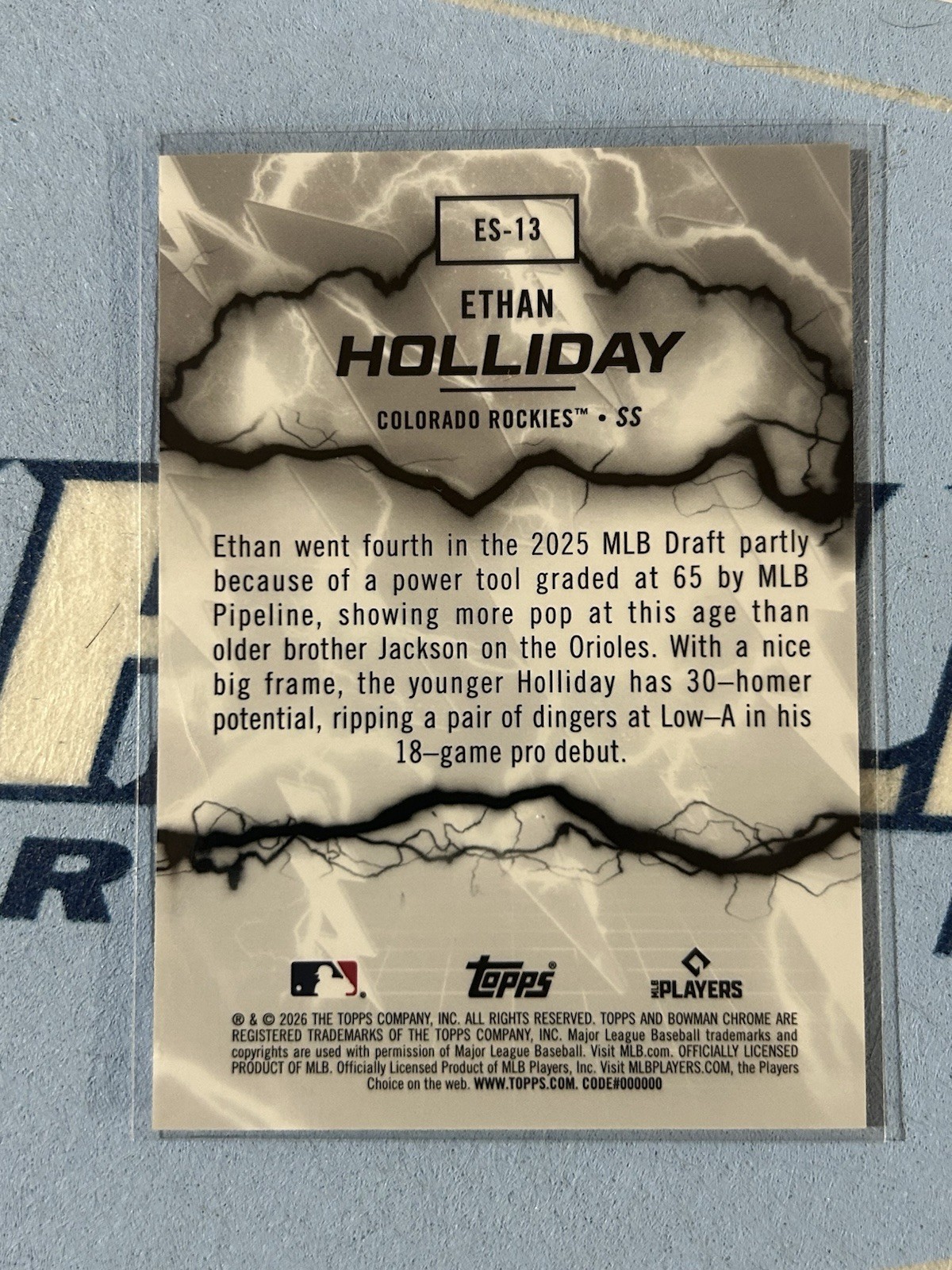 Ethan Holliday 2026 Bowman Chrome Electric Sluggers Colorado Rockies #ES-13