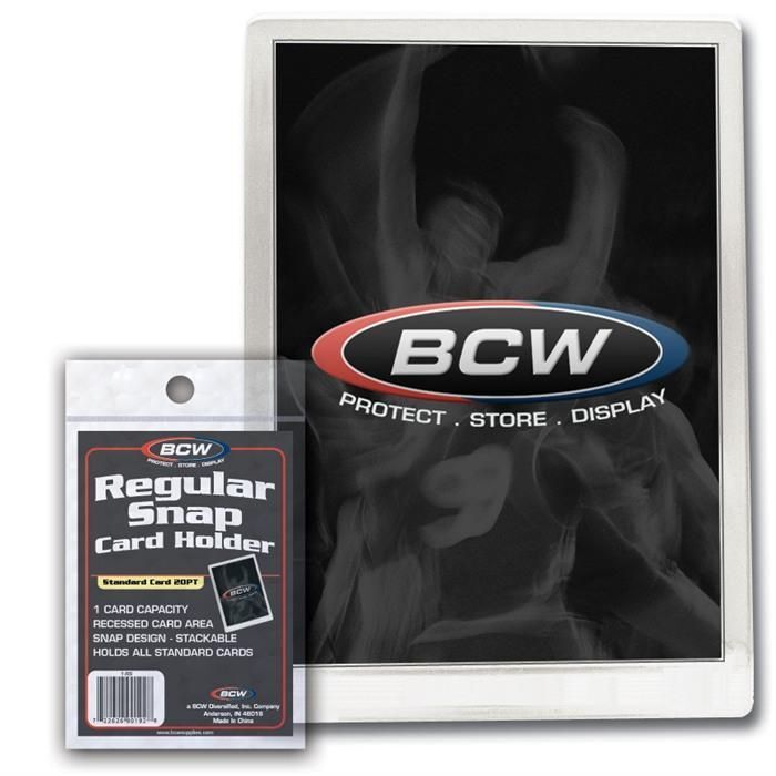 BCW Regular Recessed Snap Card Holder Full Size Stackable 1, 5, 10, 25 or 50ct