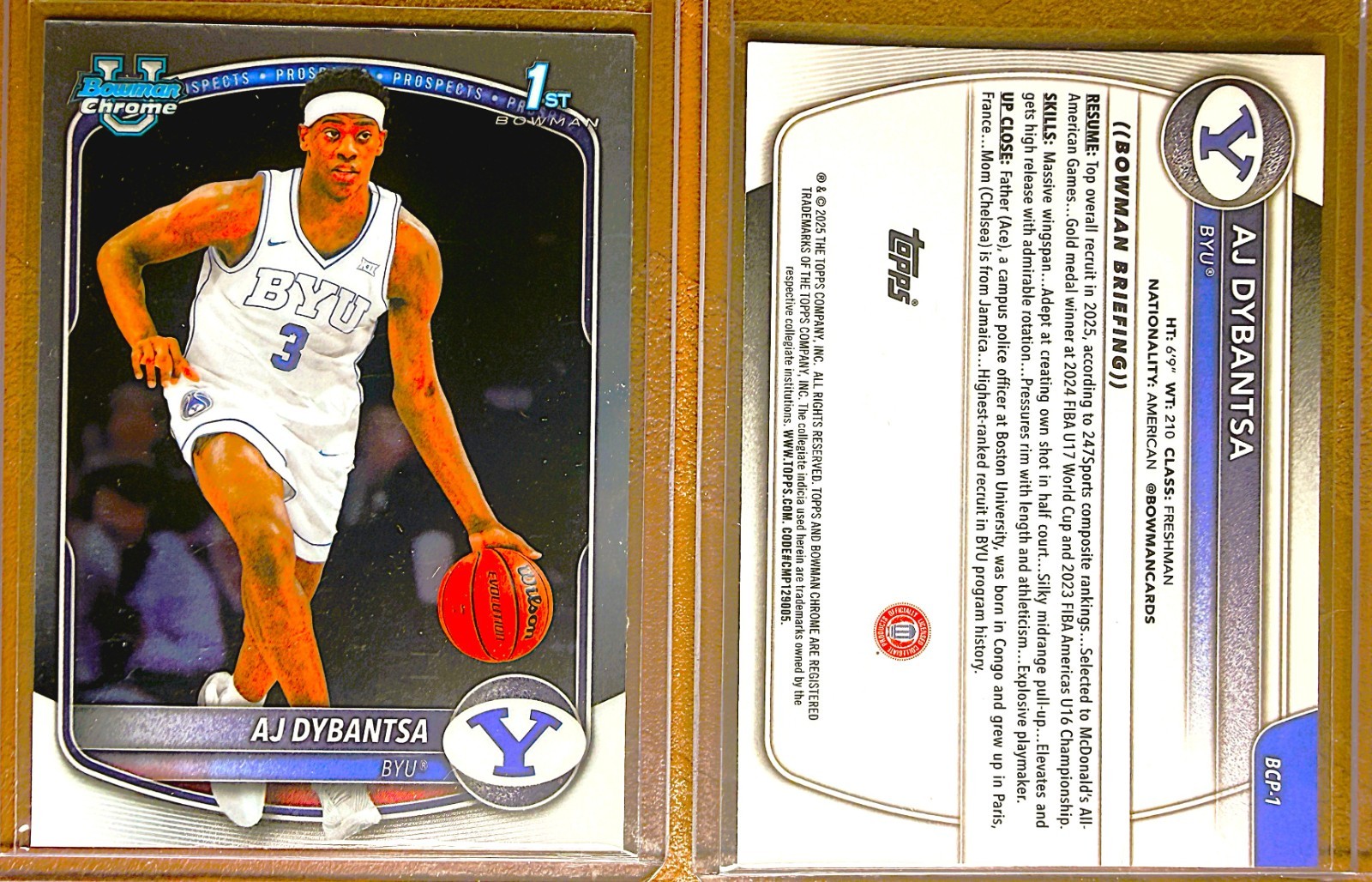 AJ DYBANTSA 2025-26 BOWMAN CHROME U 1ST ROOKIE #BCP-1 BYU 2026 ROTY!