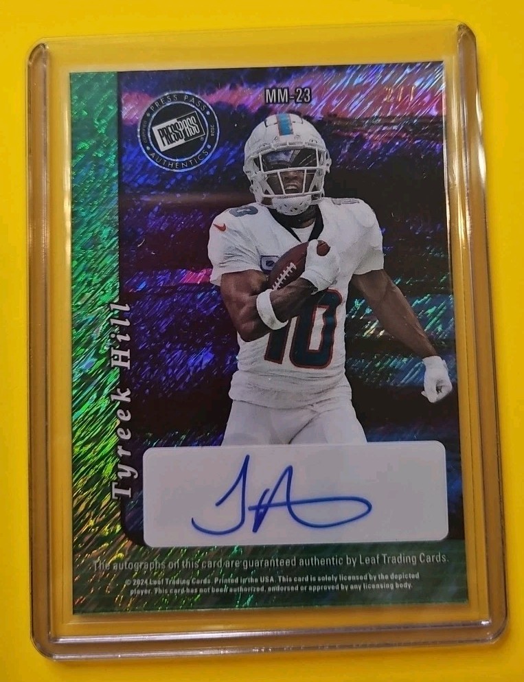 2024 LEAF PRESS PASS AUTHENTICS DUAL AUTO 2/7 TYREEK HILL IRVING FRYAR DOLPHINS
