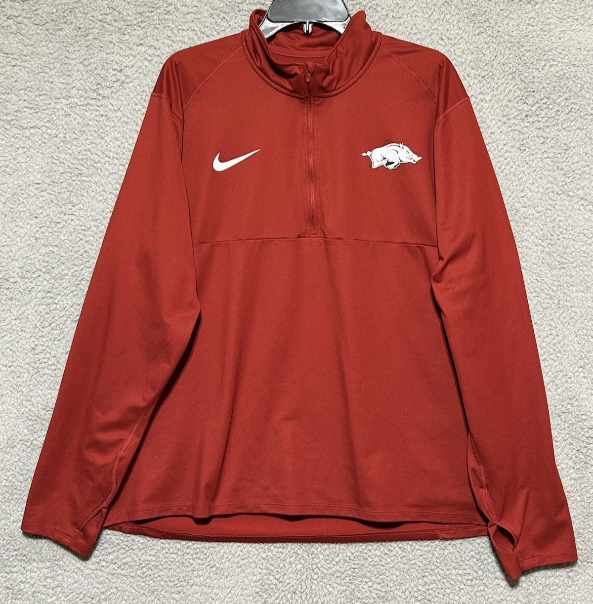 Arkansas Razorbacks Jacket Mens 2XL Red NCAA Football Nike Dri Fit 1/4 Zip