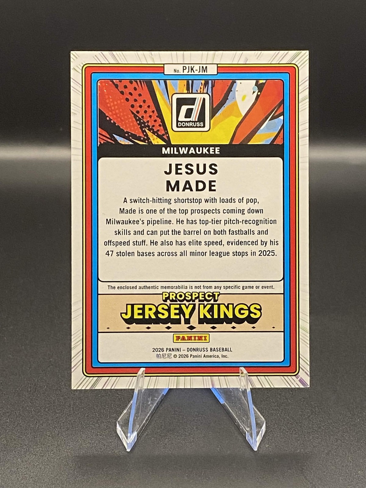 2026 Panini Donruss – Jesus Made Prospect Jersey Kings #PJK-JM /49 3 Color