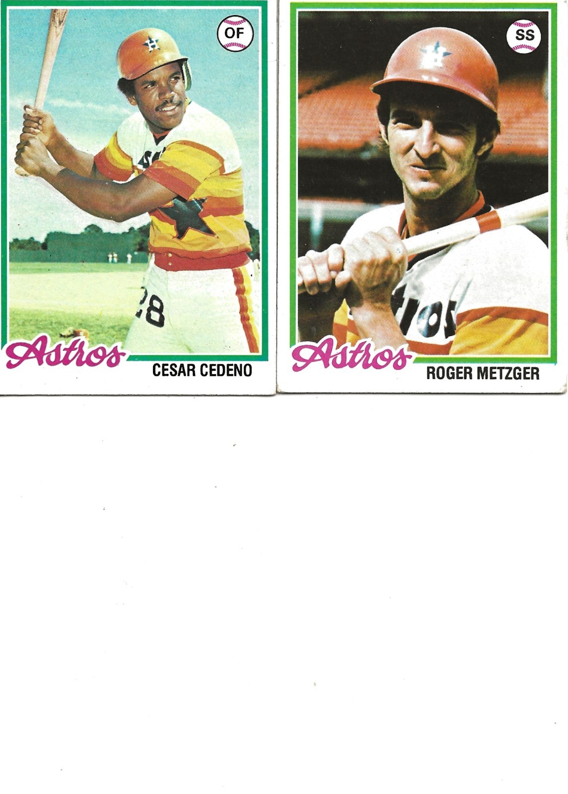 1978 TOPPS ASTROS CESAR CEDENO AND ROGER METZGER