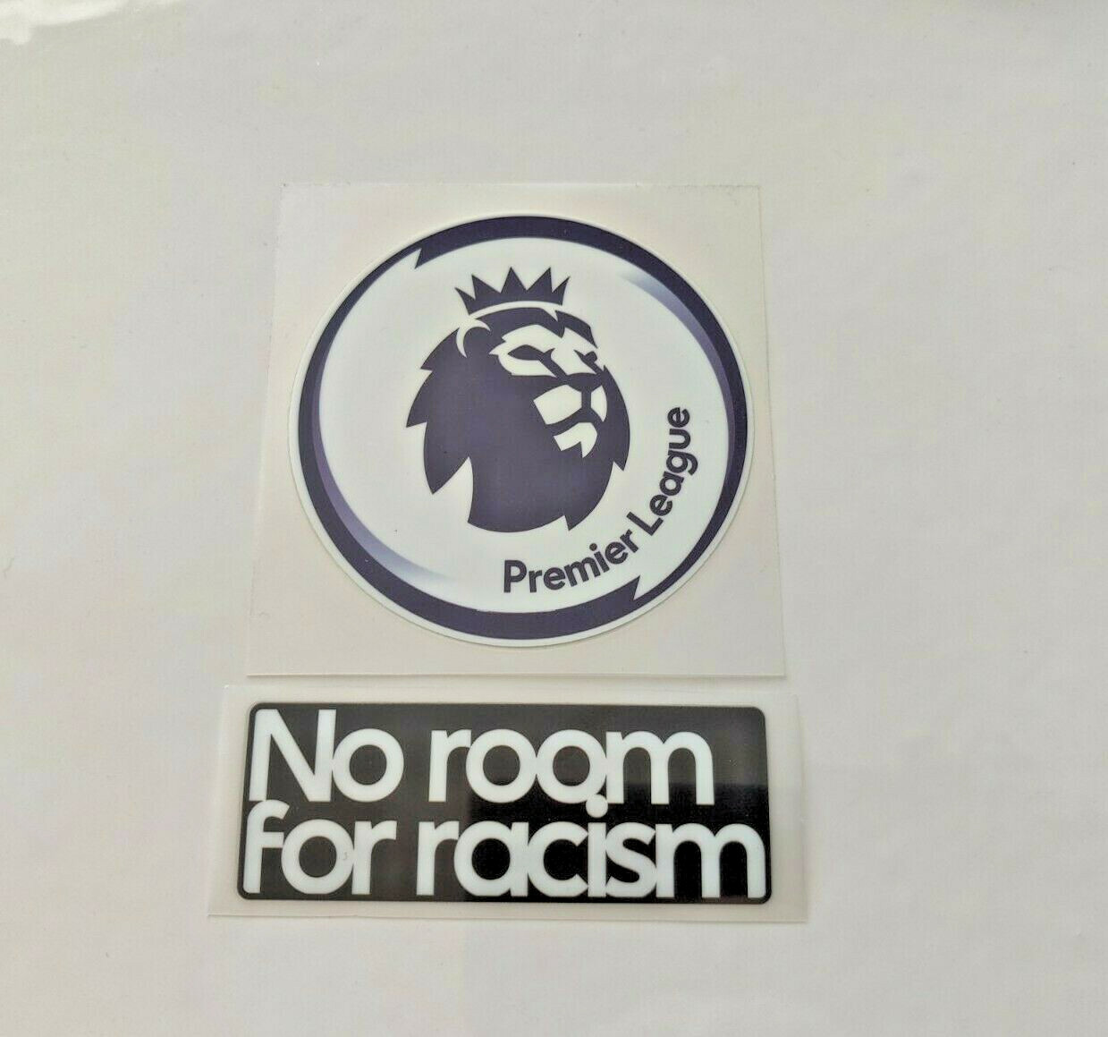 PREMIER LEAGUE PATCH BADGE 2020-2021 & NO ROOM FOR RACISM IRON ON PLAYER SIZE