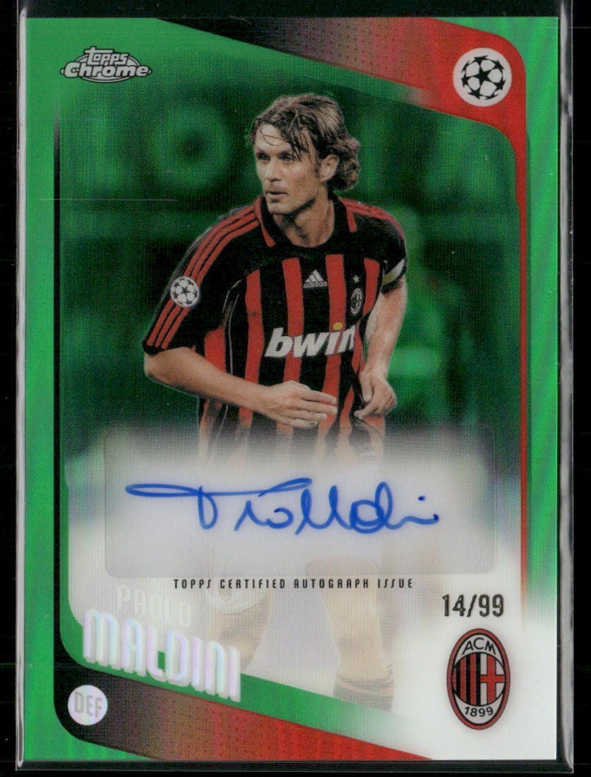 2025-26 Topps Chrome UEFA UCC Legends Green Auto /99 – Paolo Maldini – AC Milan
