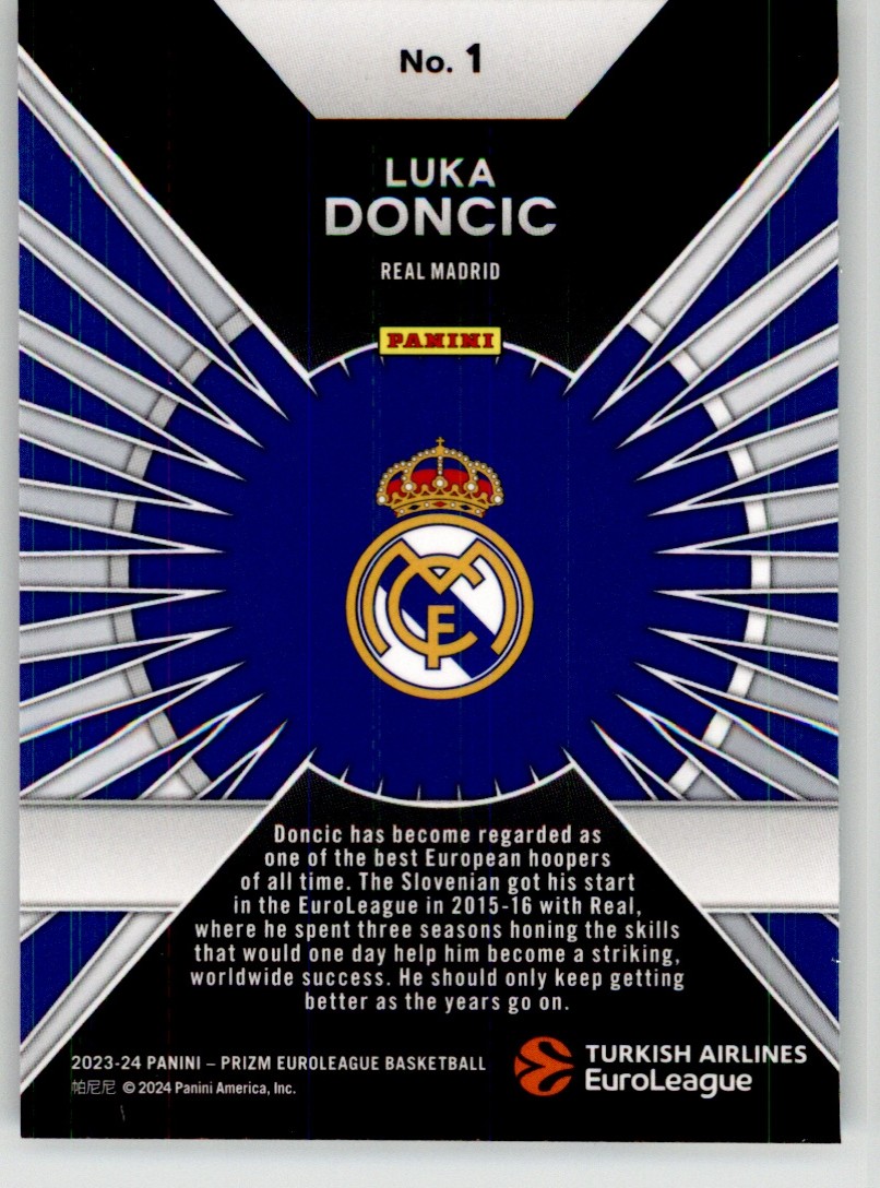 Luka Doncic 2023-24 Panini Prizm EuroLeague Dominance 1 Real Madrid
