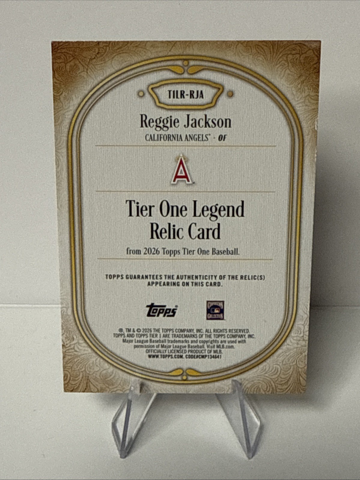 REGGIE JACKSON 2026 Topps Tier One Legends Relic /199 Game Used Jersey Angels