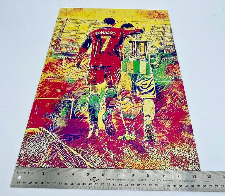 Ronaldo Messi Inspirational Metal Art Poster 17.7″ x 12.6″ Matte Displate Magnet