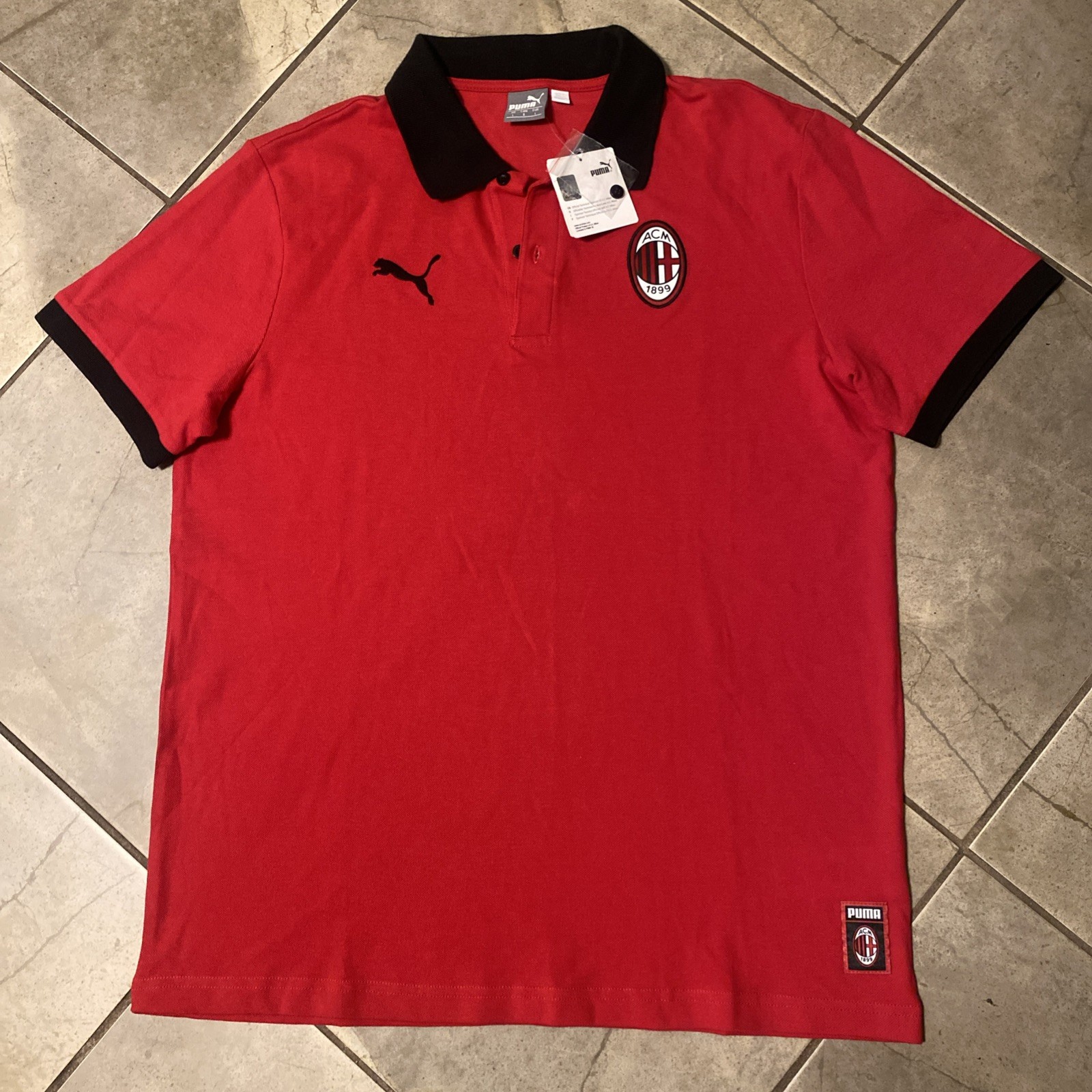 AC MILAN 2019/2020 FOOTBALL ICONIC POLO SHIRT PUMA SIZE L ADULT
