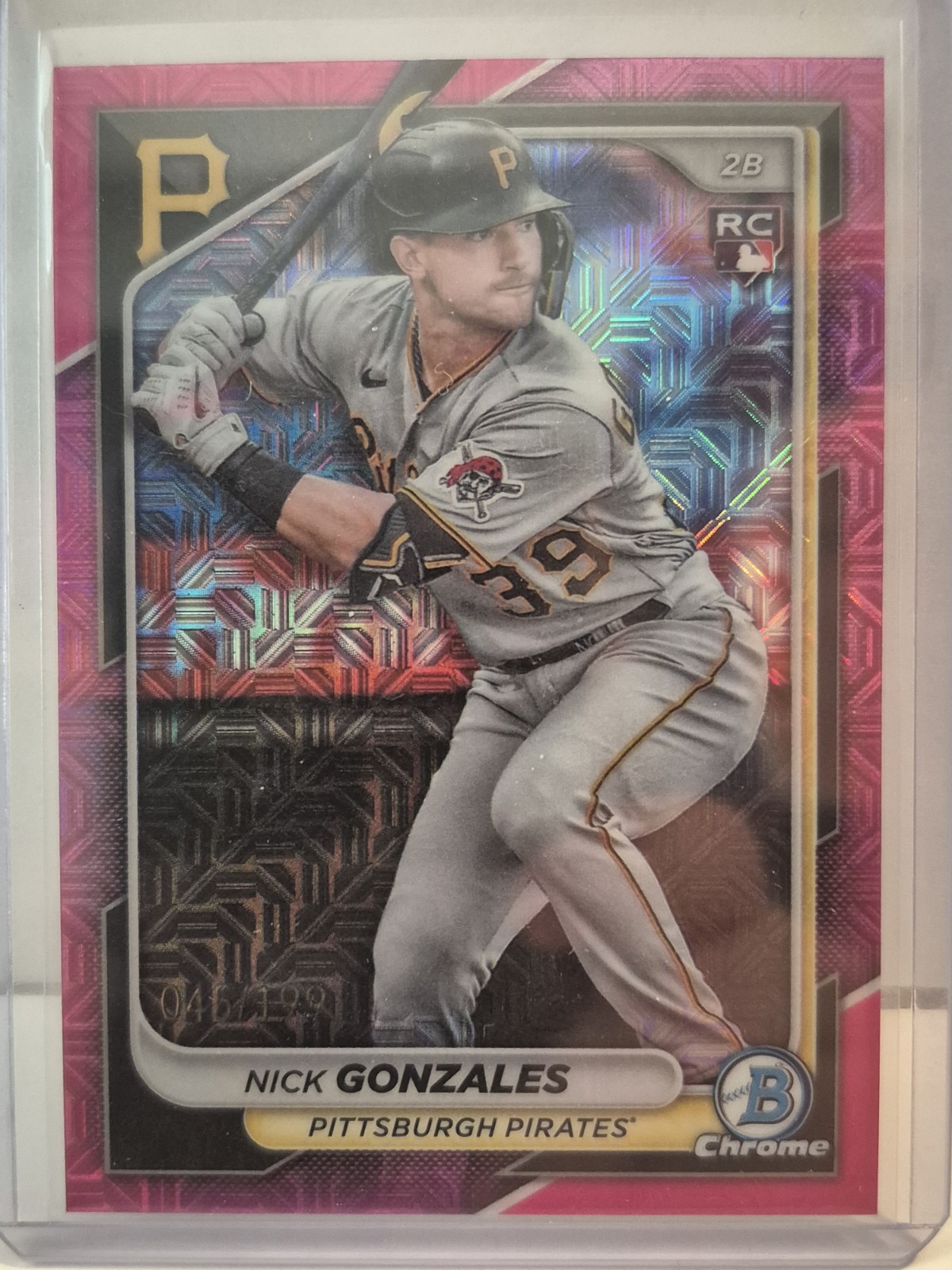 Nick Gonzales 2024 Bowman Chrome Pink Mojo Refractor /199 – Pirates RC SP MINT!