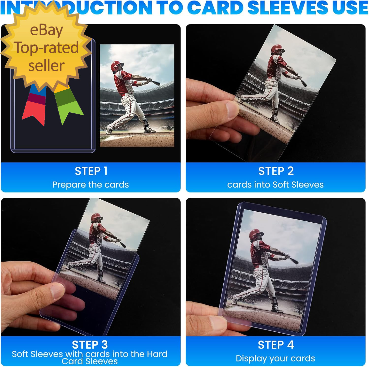 200 Card Sleeves Top Loaders for Cards, 3″ X 4″ Hard Plastic Toploaders, Basebal