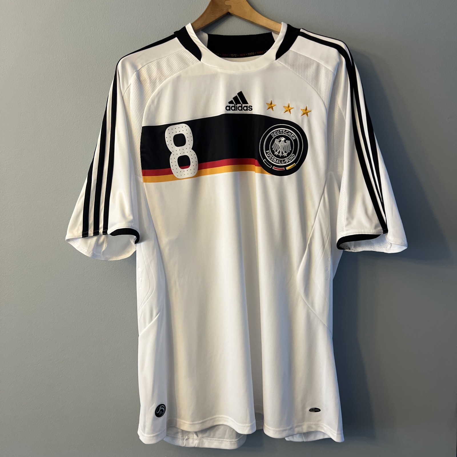 Adidas DFB Germany Frings #8 2008 Soccer Football Jersey Mens XL ClimaCool White