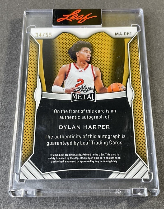 2025 Leaf Metal Silver #MA-DH1 Dylan Harper /55 RC Rookie Auto Autograph SPURS