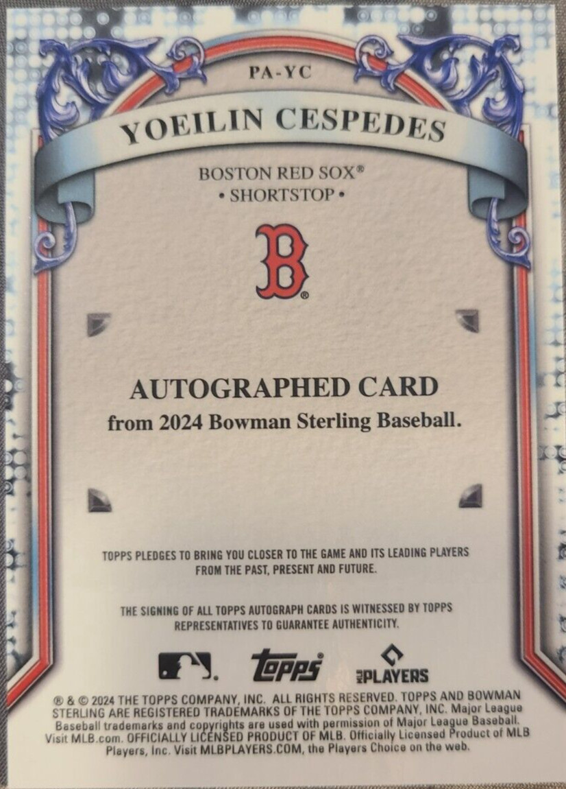 2024 bowman sterling yoeilin cespedes autograph pa-yc