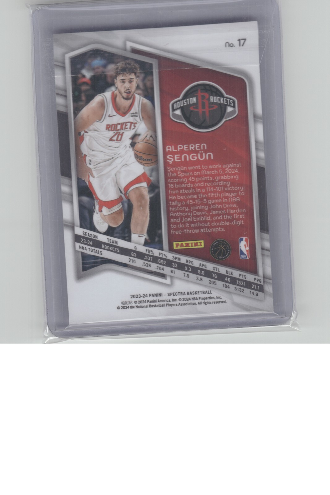 2023-24 Panini Spectra #17 Alperen Sengun B33R3C21
