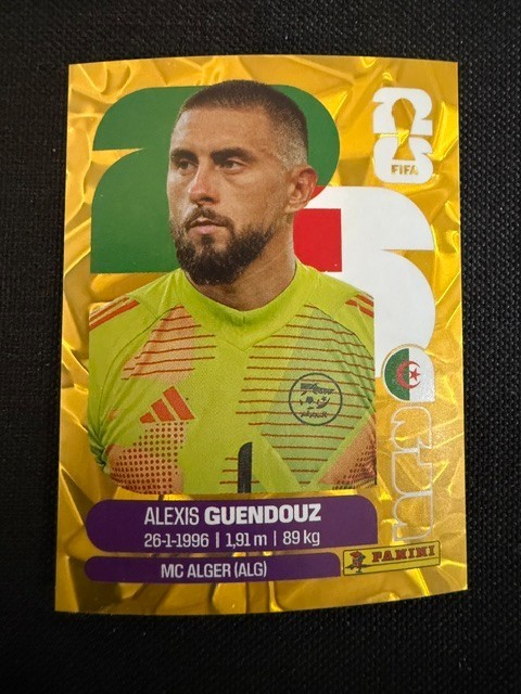 2026 Panini World Cup Gold Crumple Stickers ALG ARG AUS AUT BEL BIH BRA