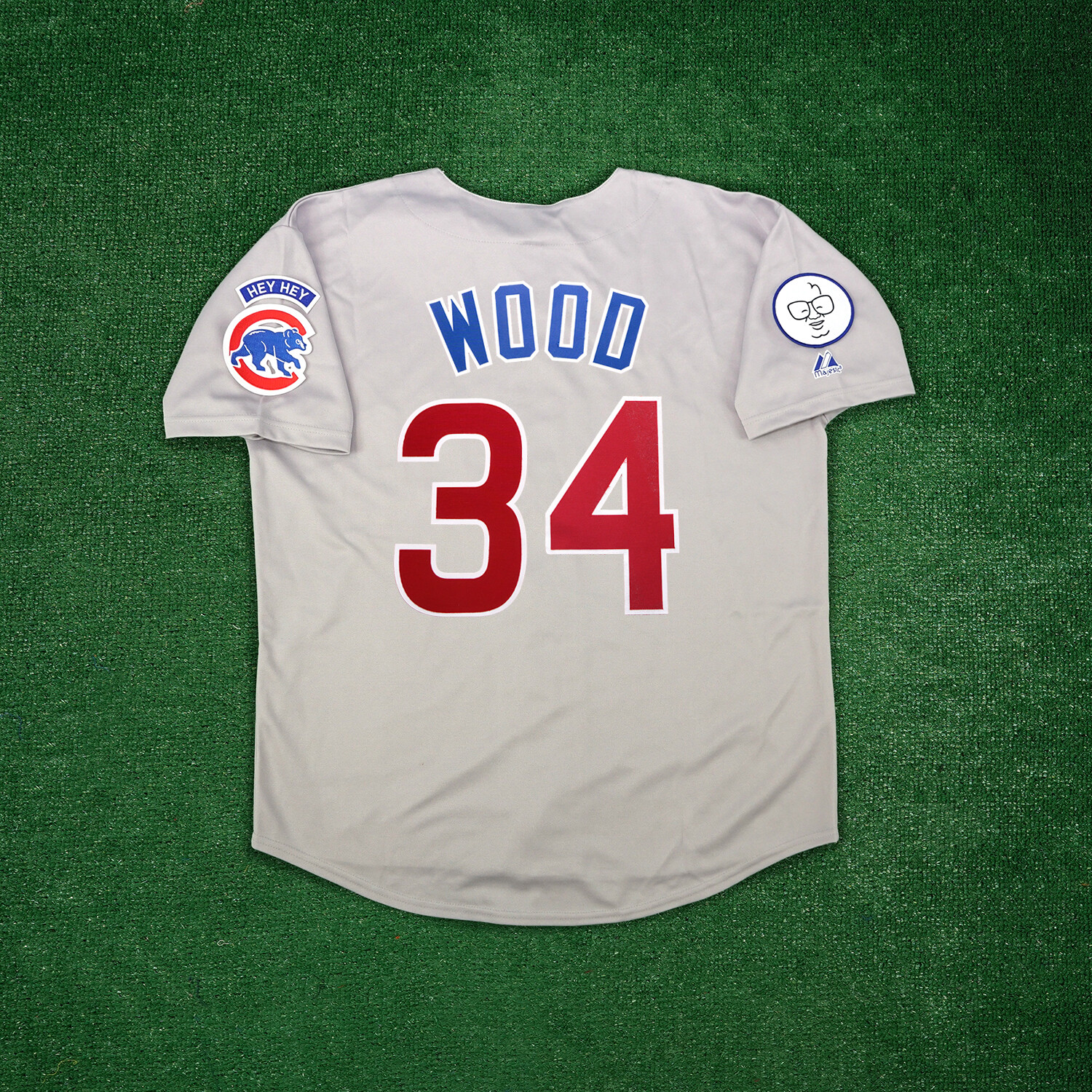 Kerry Wood 1998 Chicago Cubs Men’s Grey Road Jersey w/ “Harry Caray” Patch