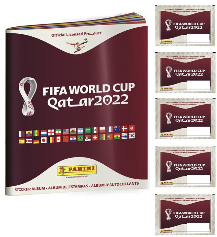 PANINI FIFA WORLD CUP 2022 STICKER ALBUM OFFICIAL w/ 5 STICKER PACKS