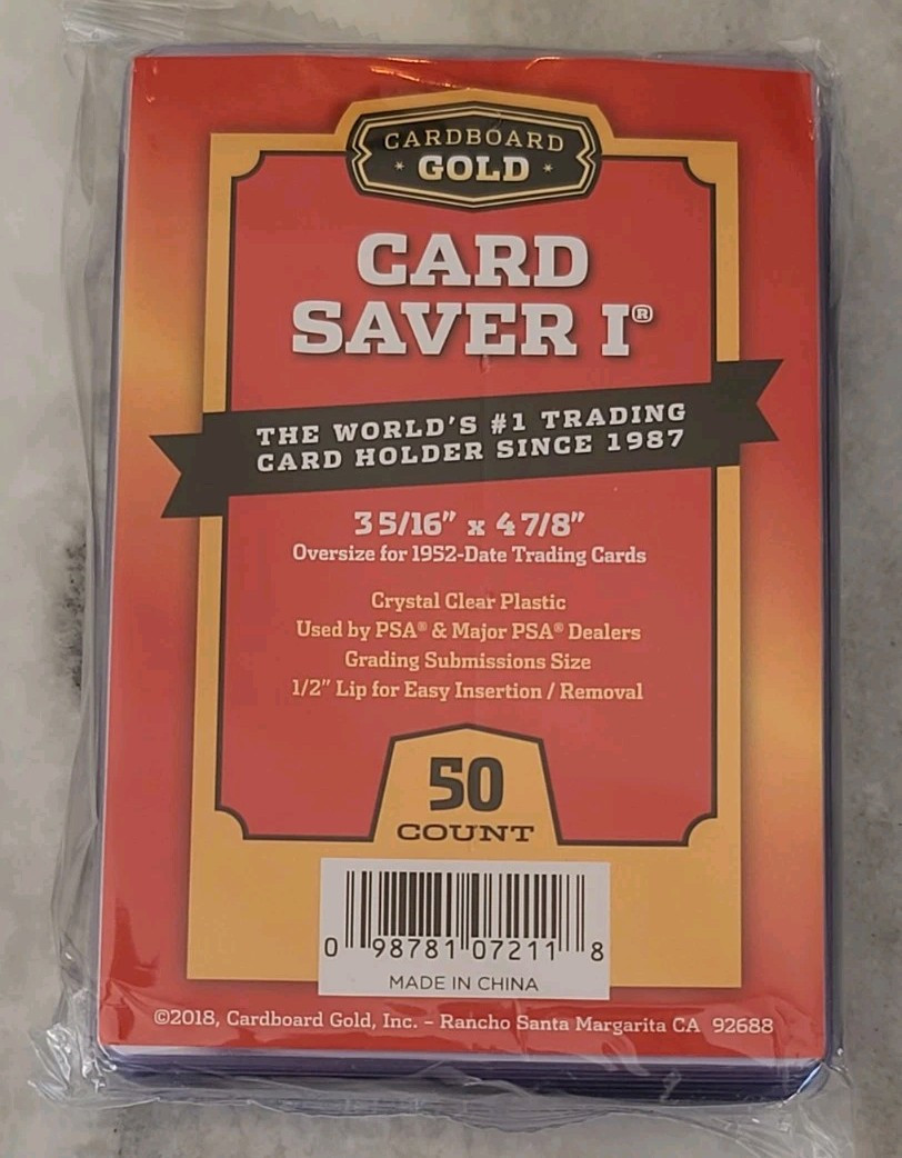 50 CBG Card Saver I New Improved Semi Rigid Trading Card Holders CARDBOARD GOLD
