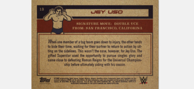 TOPPS WWE LIVING SET CARD JEY USO #13