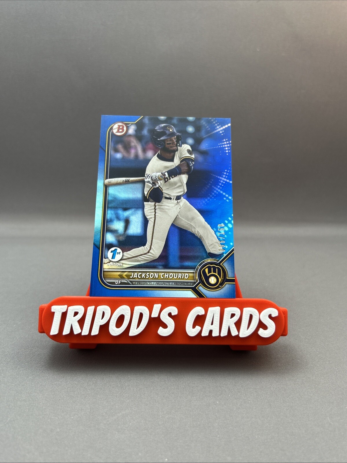 2022 Bowman Draft 1st Edition Jackson Chourio Blue Foil #66/150 Mil Brewers