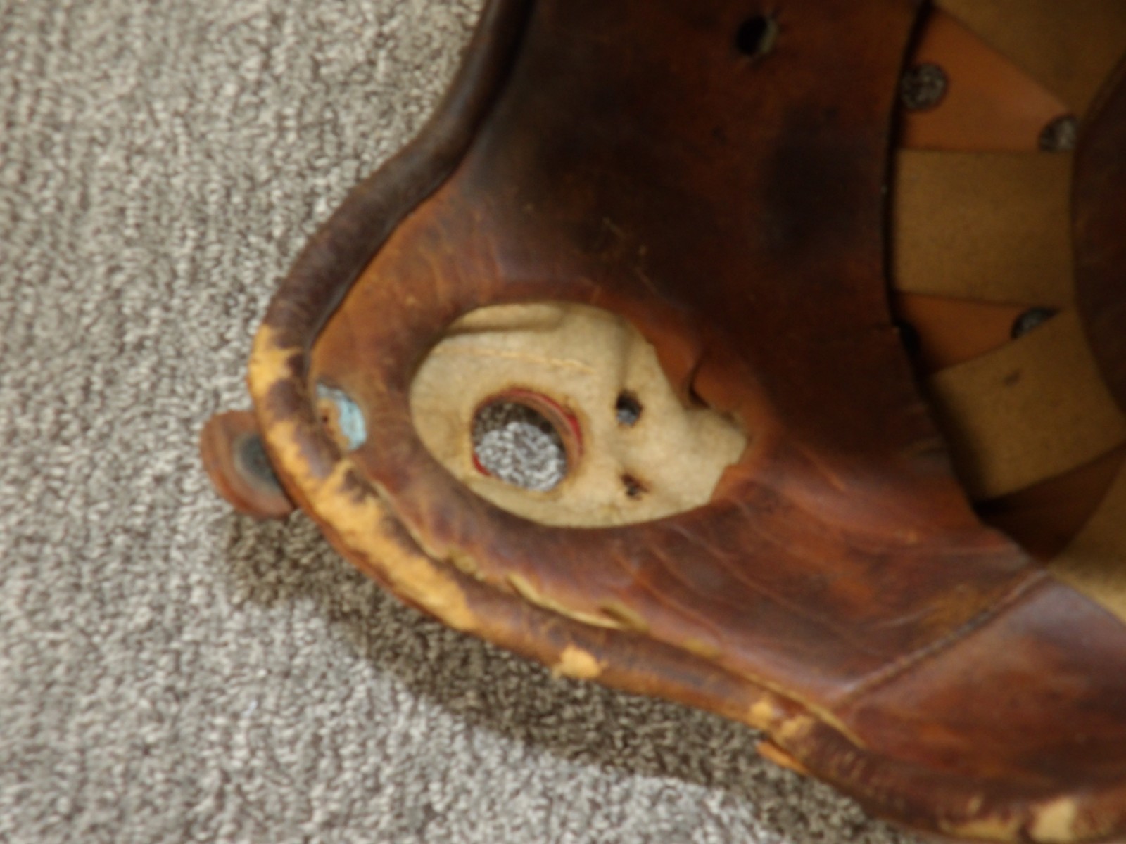 1930’s Vintage Macgregor Fibre-Reinforced 8-Strap Leather Helmet HC18 Game Worn