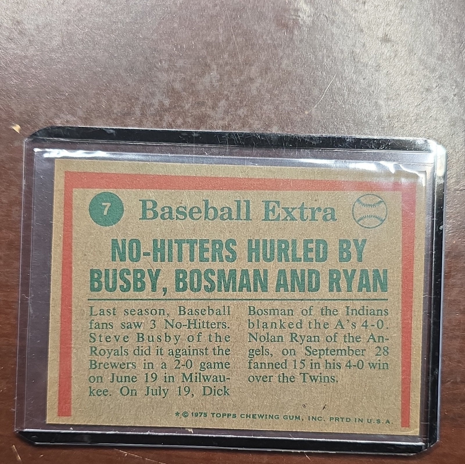 Topps 1975 Topps Mini ’74 Highlights #7 Nolan Ryan Dick Bosman Steve Busby
