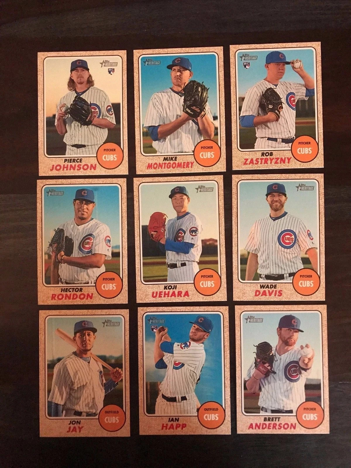 2017 Topps Heritage High CHICAGO CUBS Base Team Set of (9) Ian Happ RC