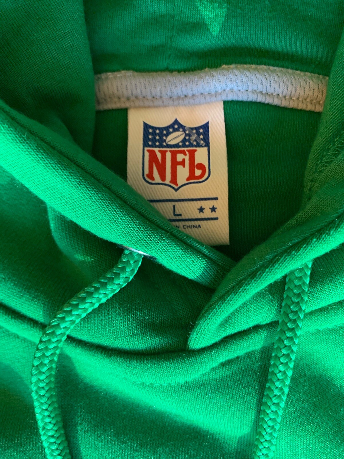 Philadelphia Eagles Retro KELLY GREEN NFL Sweatshirt Hoodie Zip Pockets-Mens L