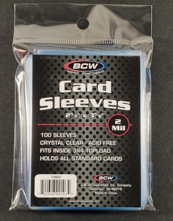 x1 Packet NEW BCW Card Sleeves – 2 5/8” x 3 5/8” 100 Sleeves Total Free Shipping