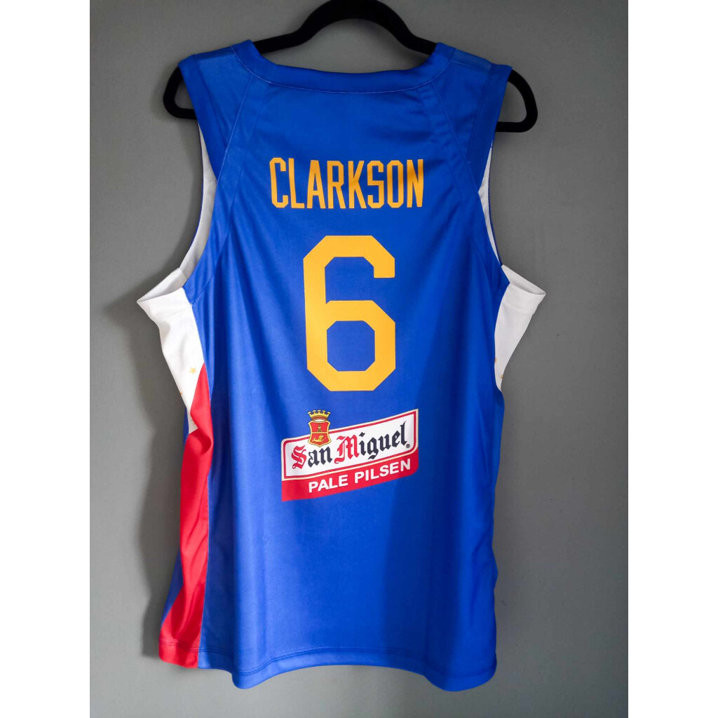 New Clarkson #6 Pilipinas Basketball Jersey White Blue Print Custom Name Number
