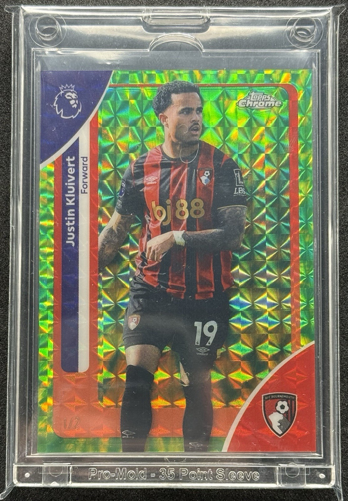 2025-26 Topps Chrome Premier League Justin Kluivert Green Tie Dye Geometric /2