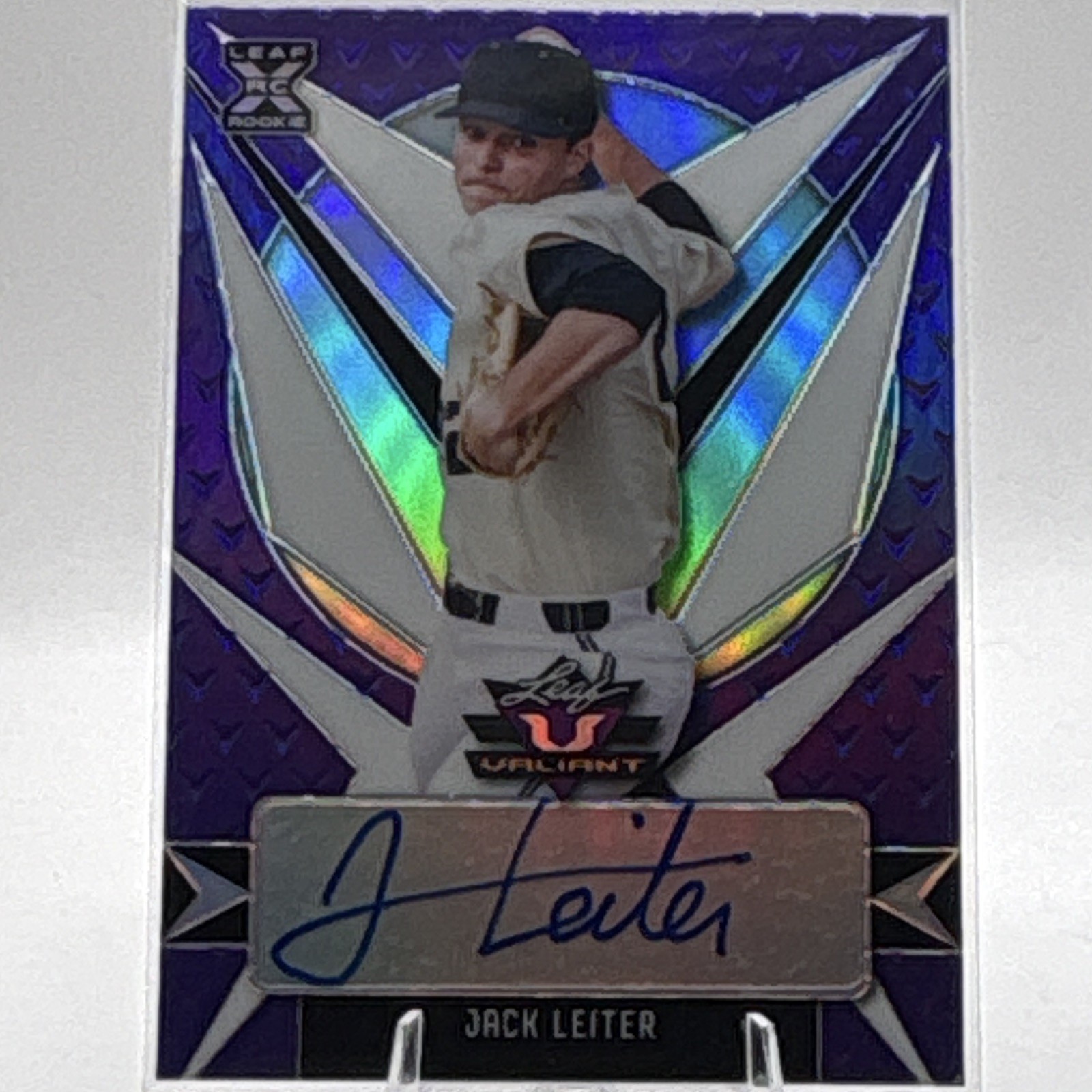 Leaf 2021 Valiant Jack Leiter Rookie Auto #BA-JL1 Purple Serial Numbered /50