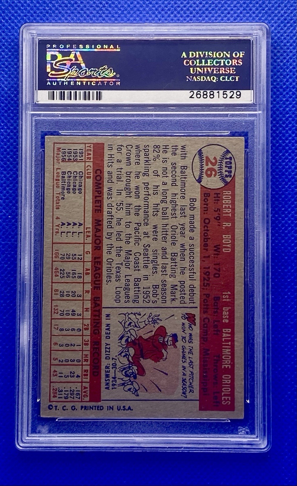 1957 Topps Bob Boyd #26 PSA 5 GC796