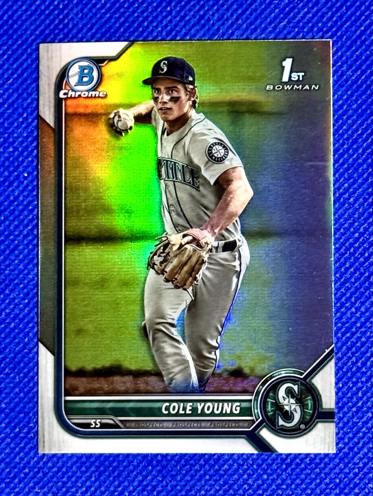 Cole Young 1st 2022 Bowman Draft Chrome 1st RC REFRACTOR #BDC-112 Mariners