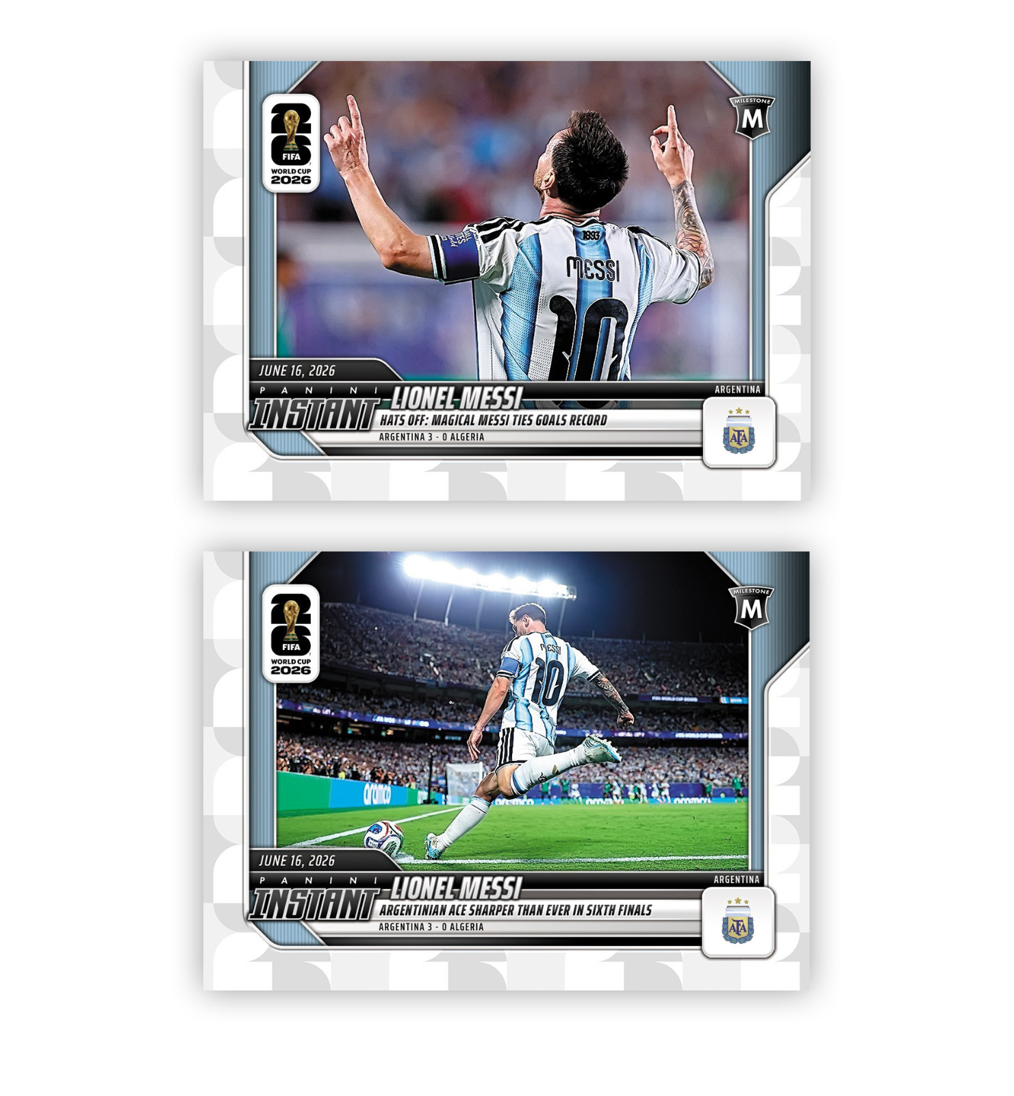 2026 Panini Instant FIFA World Cup #45 & #46 Lionel Messi Argentina – Presale