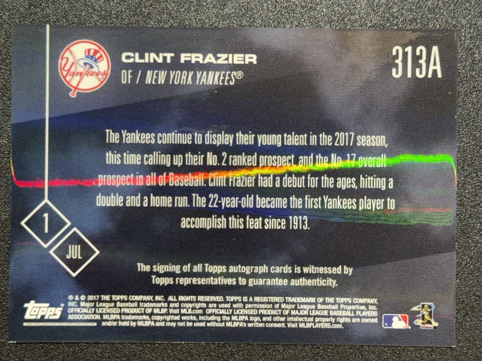 2017 Topps Now Online Exclusive Green 150/199 Clint Frazier #313A Auto Yankees