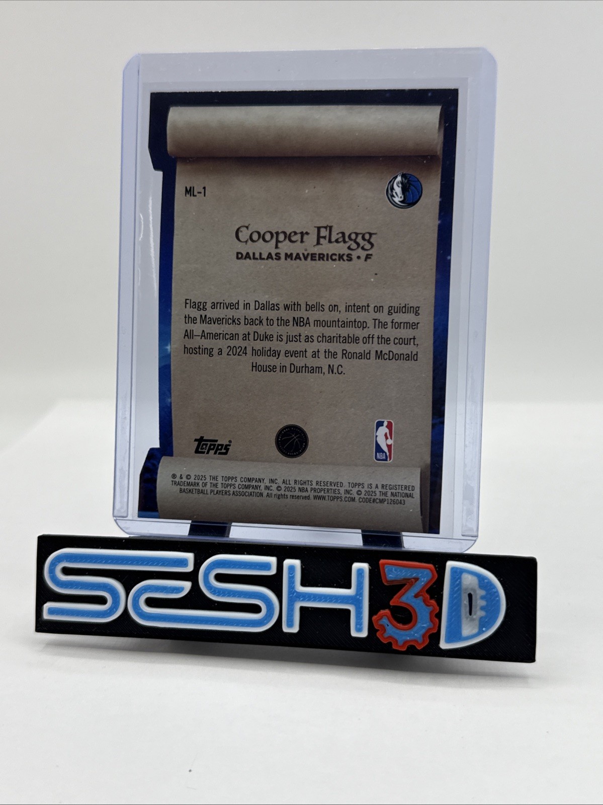 🏀2025-26 Topps Blue Die Cut Cooper Flagg RC ML-1 19.2 PPG Mavericks Rookie